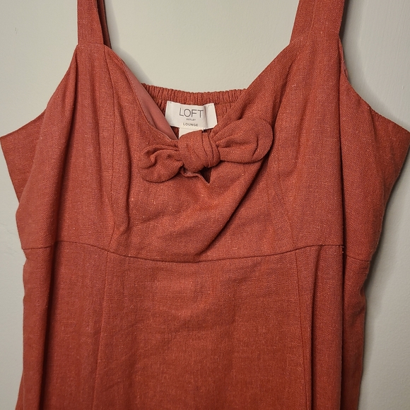 NWT LOFT Bow-Front Linen Blend Sundress – Terracotta Size Small - Picture 2 of 7